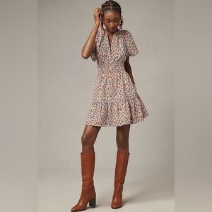 Anthropologie Somerset Mini Dress Res Blue Brown Floral - MED - EUC